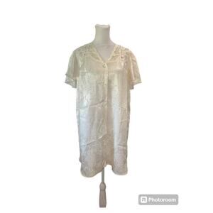 Vintage Lord & Taylor Cream Button Down Nightgown Size Small